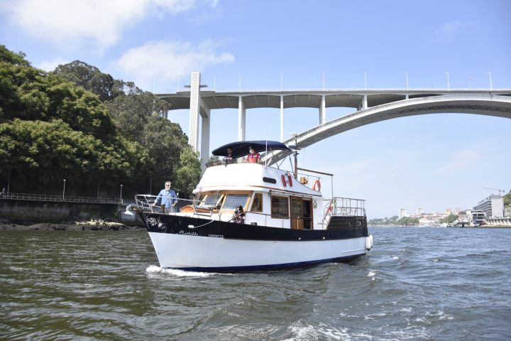 a small boat in a large body of water