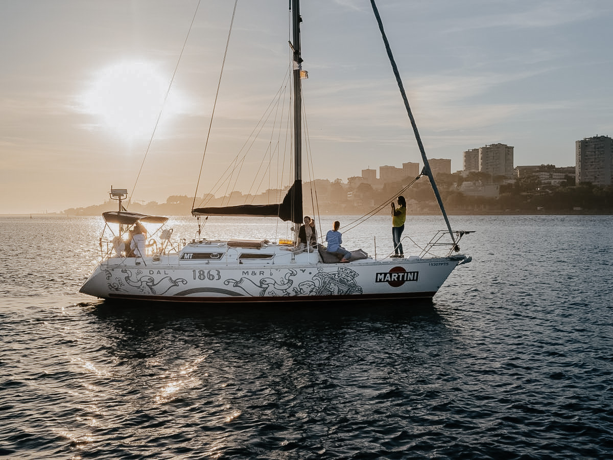 a small boat in a large body of water