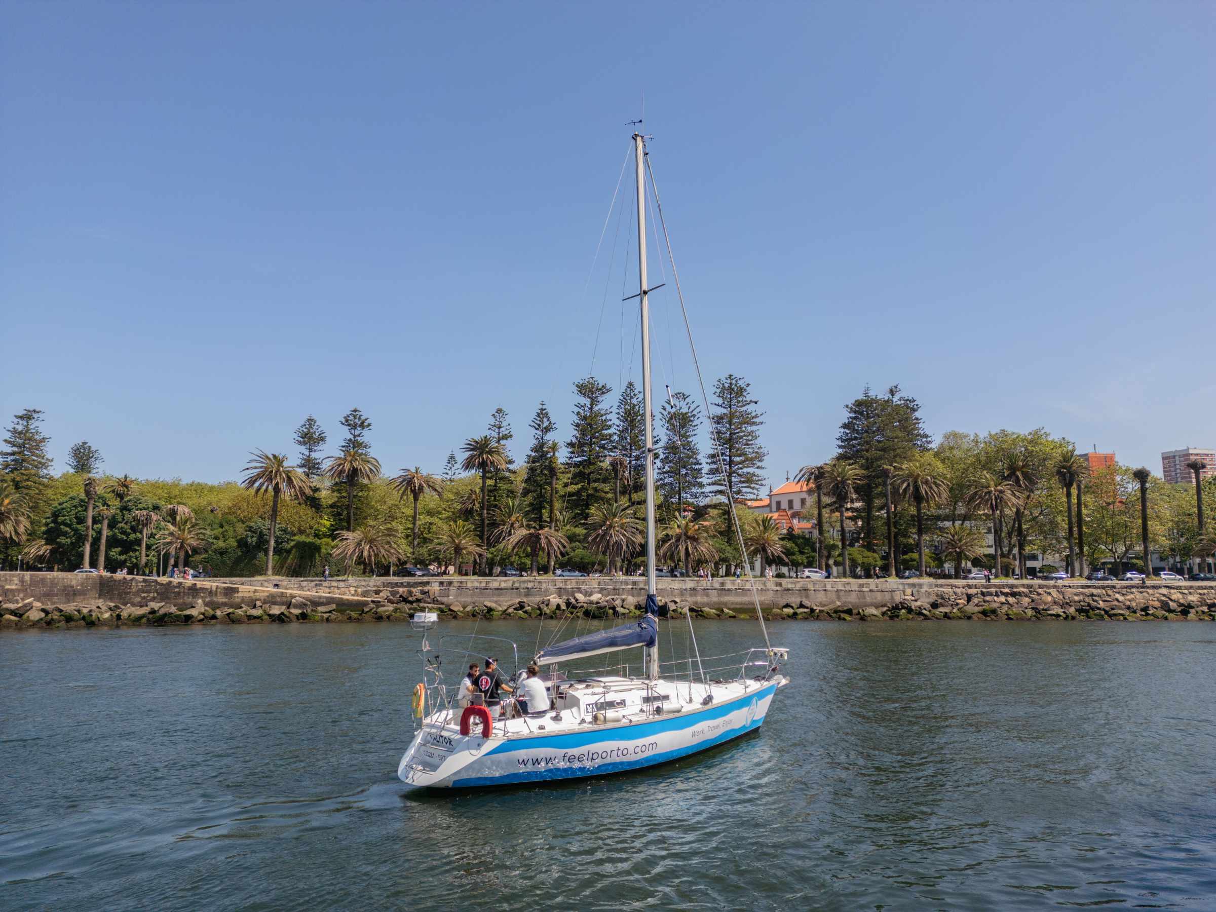A sailboat in Douro River, Porto, Portugal