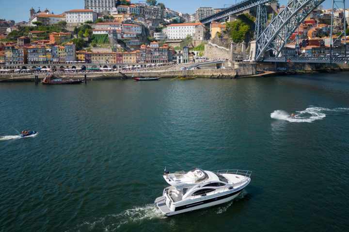 Skyfall Yacht sailing in the Douro River, Oporto, Portugal